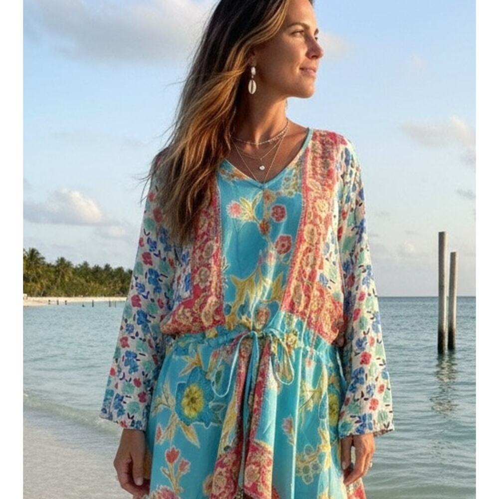 Tolani Collection Vibrant Boho Patchwork Hanky He… - image 1